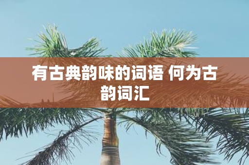 有古典韵味的词语 何为古韵词汇