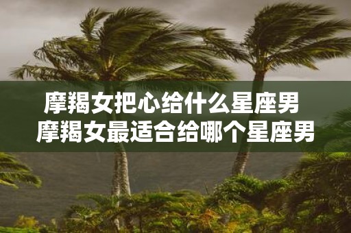 摩羯女把心给什么星座男 摩羯女最适合给哪个星座男把心