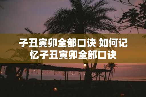 子丑寅卯全部口诀 如何记忆子丑寅卯全部口诀