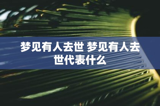 梦见有人去世 梦见有人去世代表什么