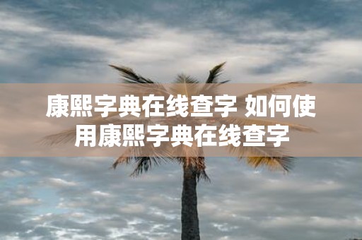 康熙字典在线查字 如何使用康熙字典在线查字