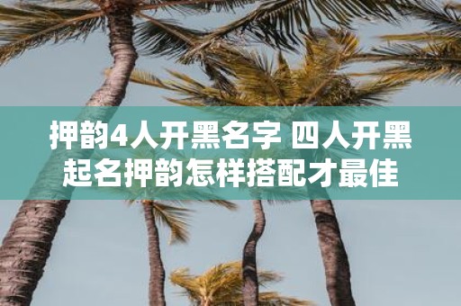 押韵4人开黑名字 四人开黑起名押韵怎样搭配才最佳
