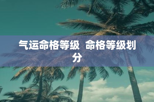 气运命格等级 命格等级划分