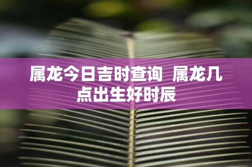 属龙今日吉时查询 属龙几点出生好时辰