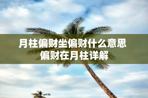 月柱偏财坐偏财什么意思 偏财在月柱详解