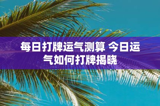 每日打牌运气测算 今日运气如何打牌揭晓