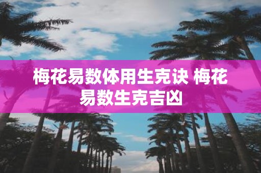 梅花易数体用生克诀 梅花易数生克吉凶