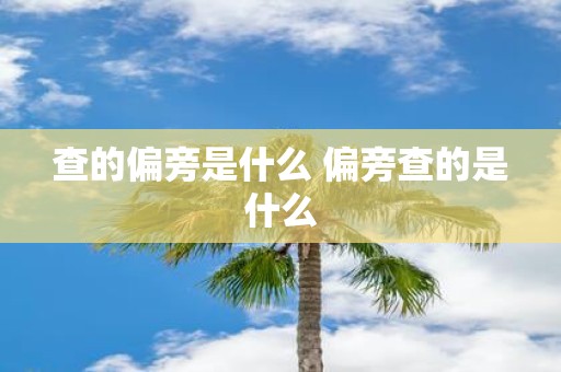 查的偏旁是什么 偏旁查的是什么