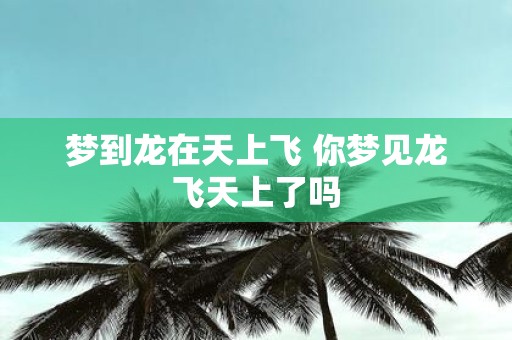 梦到龙在天上飞 你梦见龙飞天上了吗