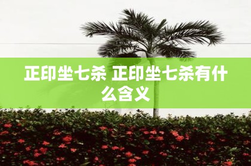正印坐七杀 正印坐七杀有什么含义