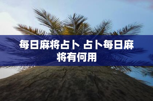 每日麻将占卜 占卜每日麻将有何用