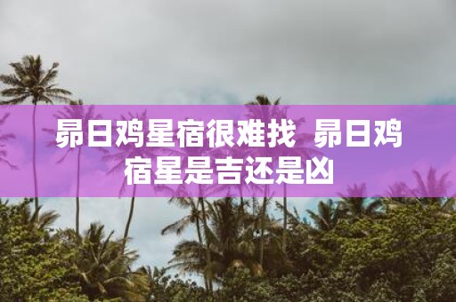 昴日鸡星宿很难找 昴日鸡宿星是吉还是凶