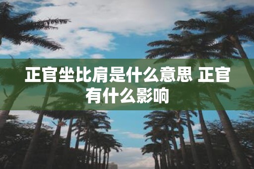 正官坐比肩是什么意思 正官有什么影响
