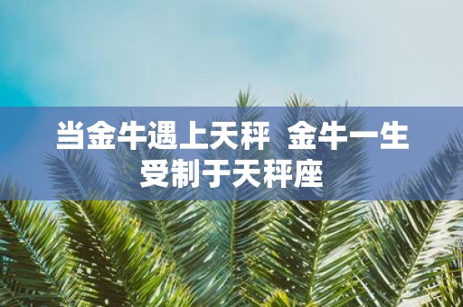 当金牛遇上天秤 金牛一生受制于天秤座