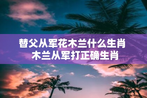 替父从军花木兰什么生肖 木兰从军打正确生肖