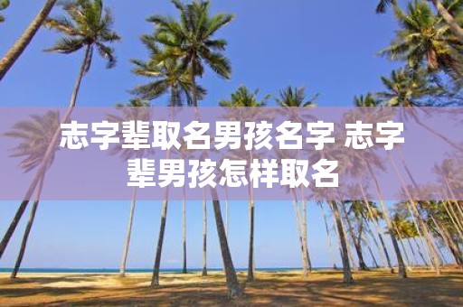 志字辈取名男孩名字 志字辈男孩怎样取名