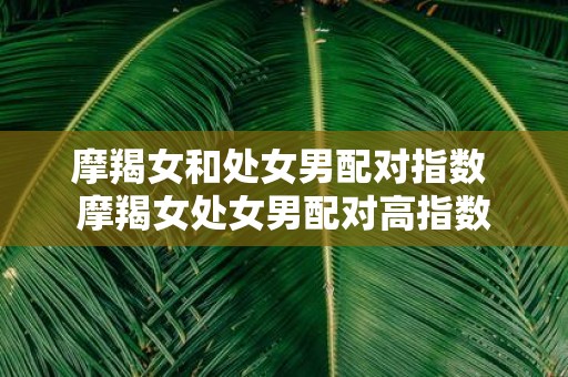 摩羯女和处女男配对指数 摩羯女处女男配对高指数
