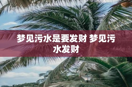 梦见污水是要发财 梦见污水发财
