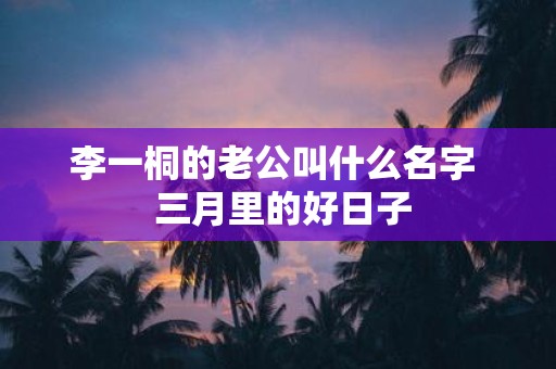 李一桐的老公叫什么名字 三月里的好日子