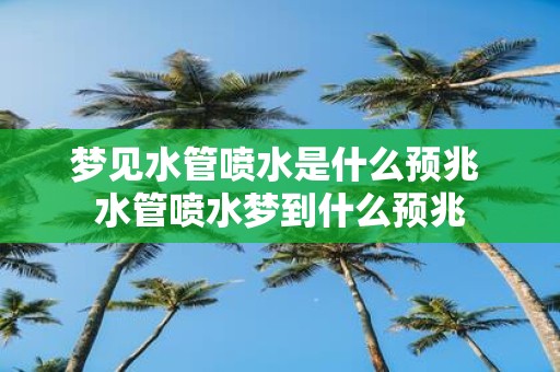 梦见水管喷水是什么预兆 水管喷水梦到什么预兆