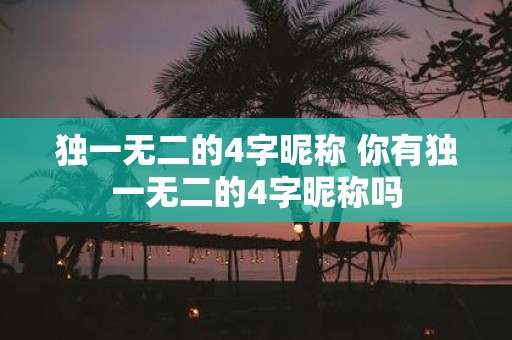 独一无二的4字昵称 你有独一无二的4字昵称吗