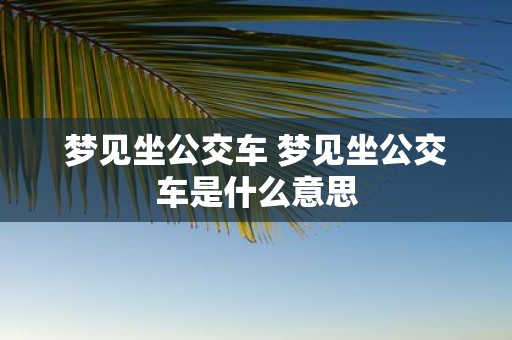 梦见坐公交车 梦见坐公交车是什么意思