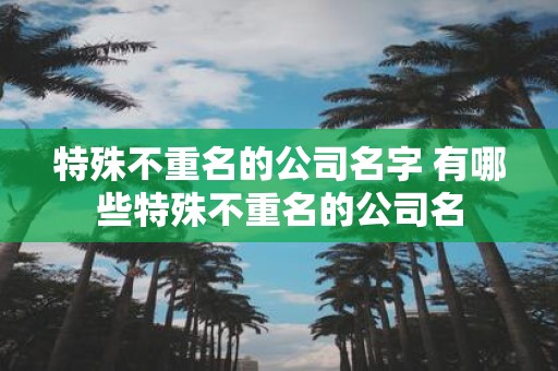 特殊不重名的公司名字 有哪些特殊不重名的公司名