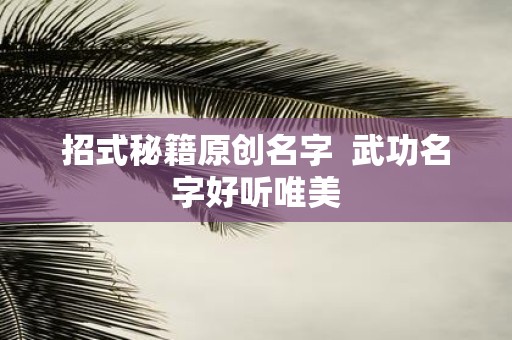 招式秘籍原创名字 武功名字好听唯美