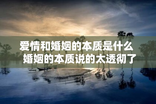 爱情和婚姻的本质是什么 婚姻的本质说的太透彻了