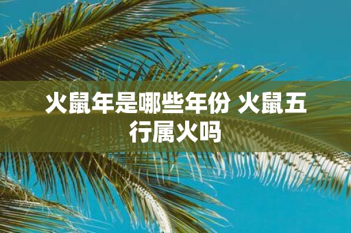 火鼠年是哪些年份 火鼠五行属火吗
