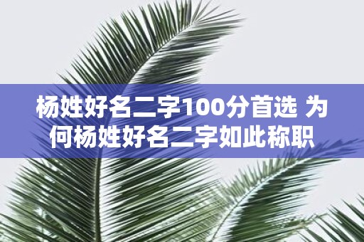杨姓好名二字100分首选 为何杨姓好名二字如此称职