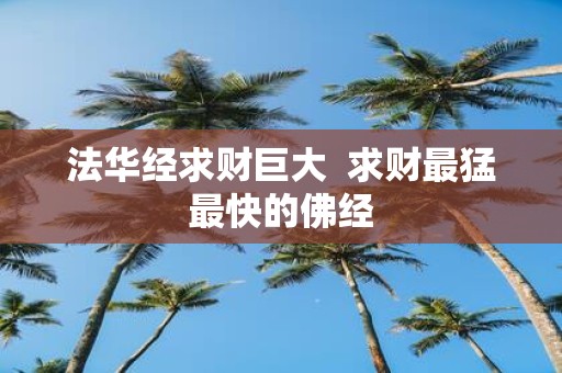 法华经求财巨大 求财最猛最快的佛经