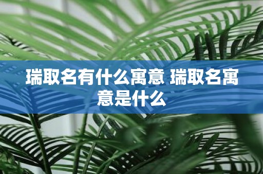 瑞取名有什么寓意 瑞取名寓意是什么