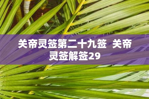关帝灵签第二十九签 关帝灵签解签29
