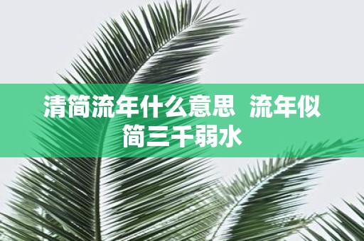 清简流年什么意思 流年似简三千弱水