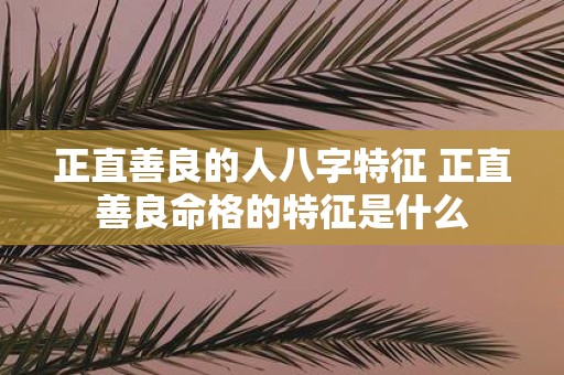 正直善良的人八字特征 正直善良命格的特征是什么