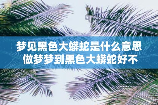 梦见黑色大蟒蛇是什么意思 做梦梦到黑色大蟒蛇好不好