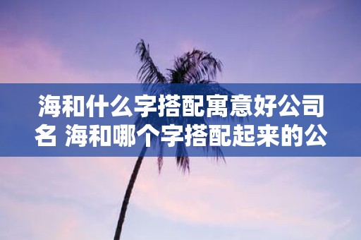 海和什么字搭配寓意好公司名 海和哪个字搭配起来的公司名寓意好