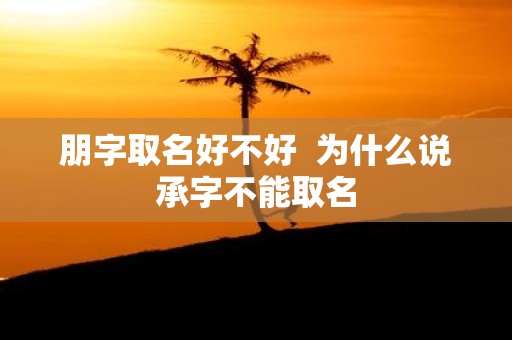 朋字取名好不好 为什么说承字不能取名