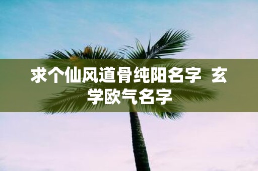 求个仙风道骨纯阳名字 玄学欧气名字