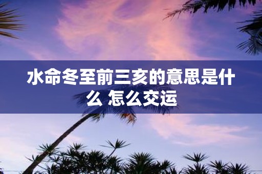 水命冬至前三亥的意思是什么 怎么交运