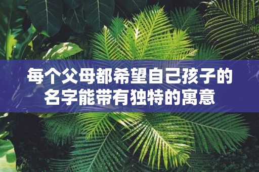 每个父母都希望自己孩子的名字能带有独特的寓意