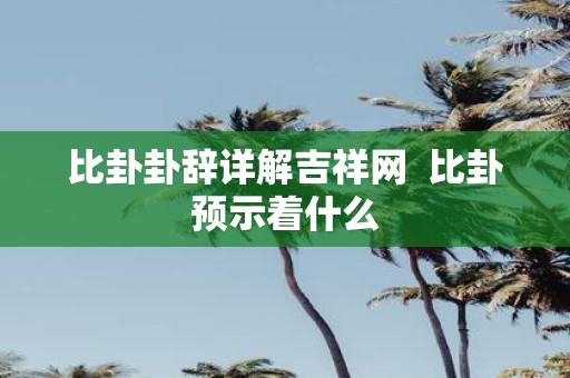 比卦卦辞详解吉祥网 比卦预示着什么