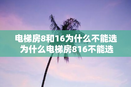 电梯房8和16为什么不能选 为什么电梯房816不能选