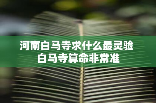河南白马寺求什么最灵验 白马寺算命非常准