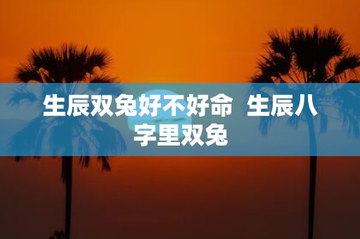 生辰双兔好不好命 生辰八字里双兔