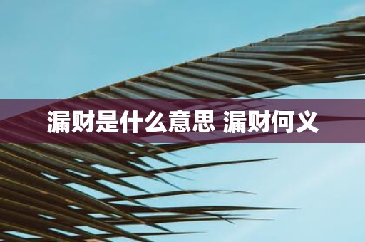 漏财是什么意思 漏财何义