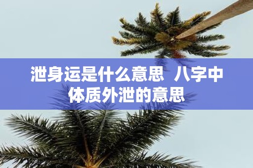 泄身运是什么意思 八字中体质外泄的意思