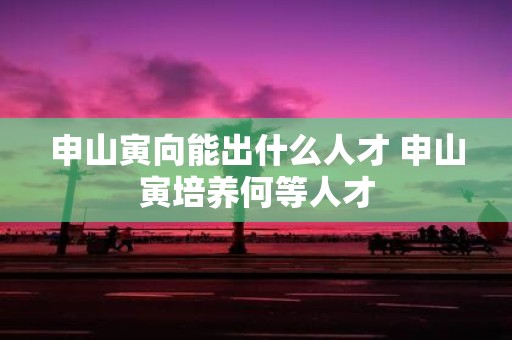 申山寅向能出什么人才 申山寅培养何等人才