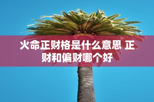 火命正财格是什么意思 正财和偏财哪个好